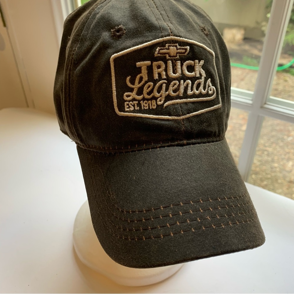 Chevy Truck Legends cap w/embroidered logo patch. Faded black, strap back